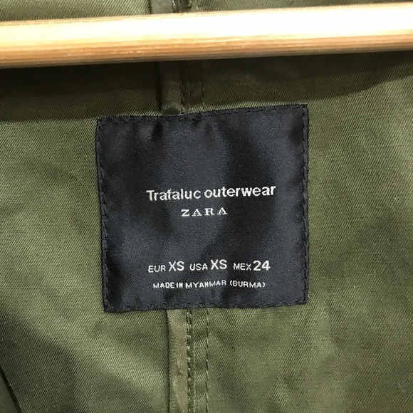 Zara Faux Fur Short Parka Jacket Green - Picture 4 of 6